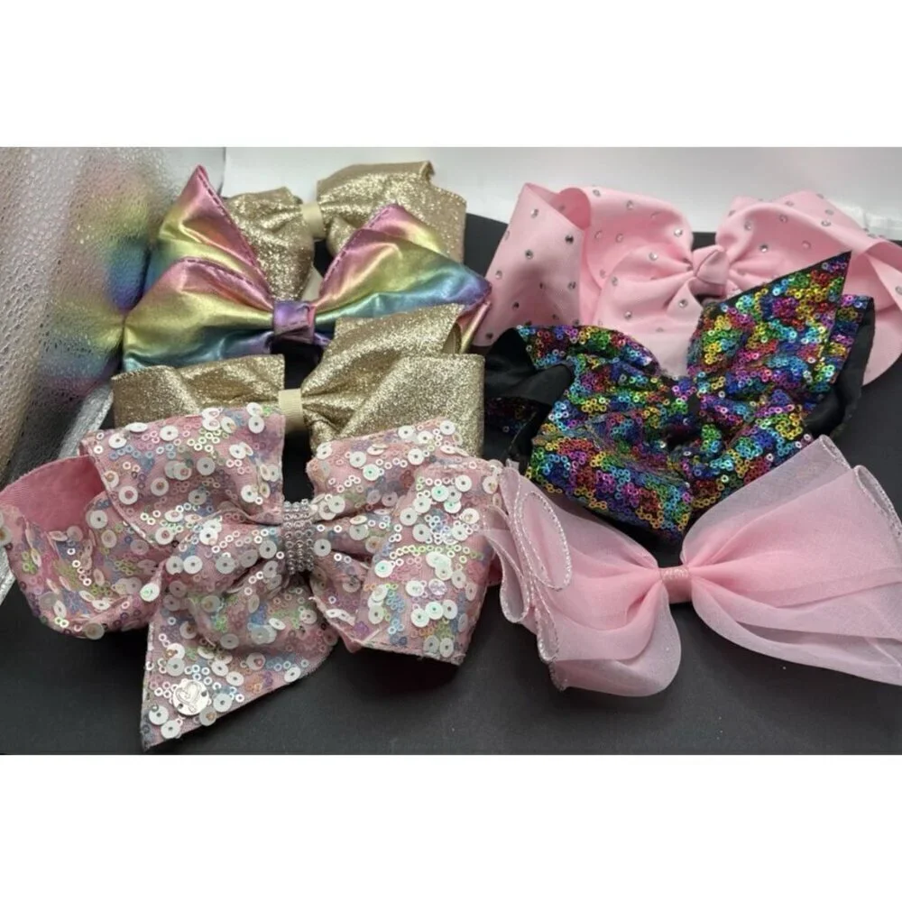 7 Large Girls Hairbows Clip In